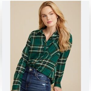 Maurices | Green Plaid Blouse